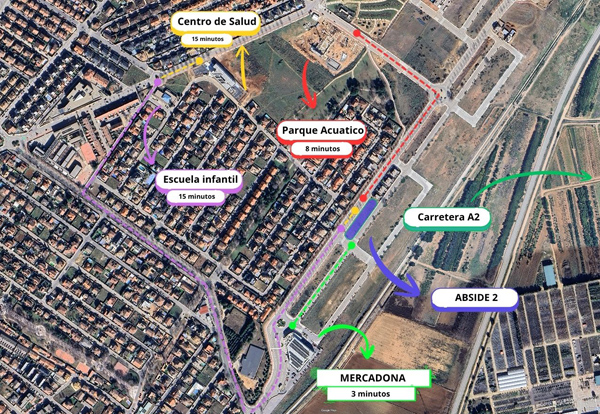 Mapa aéreo con los servicios próximos a ÁBSIDE 2 en Cabanillas del Campo